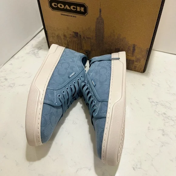 COACH MENS CANVAS BLUE SNEAKERS - Picture 12 of 13